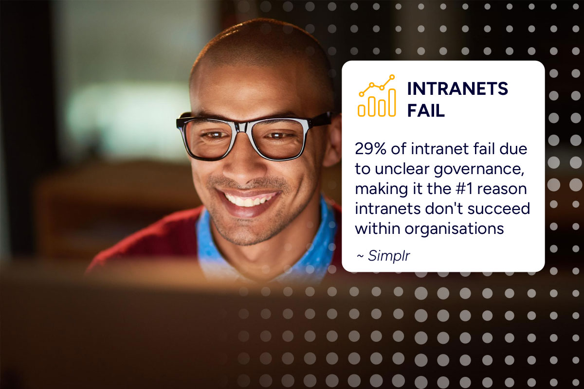 Employee Communications hub CommsKit Connect showing stat how intranets fail