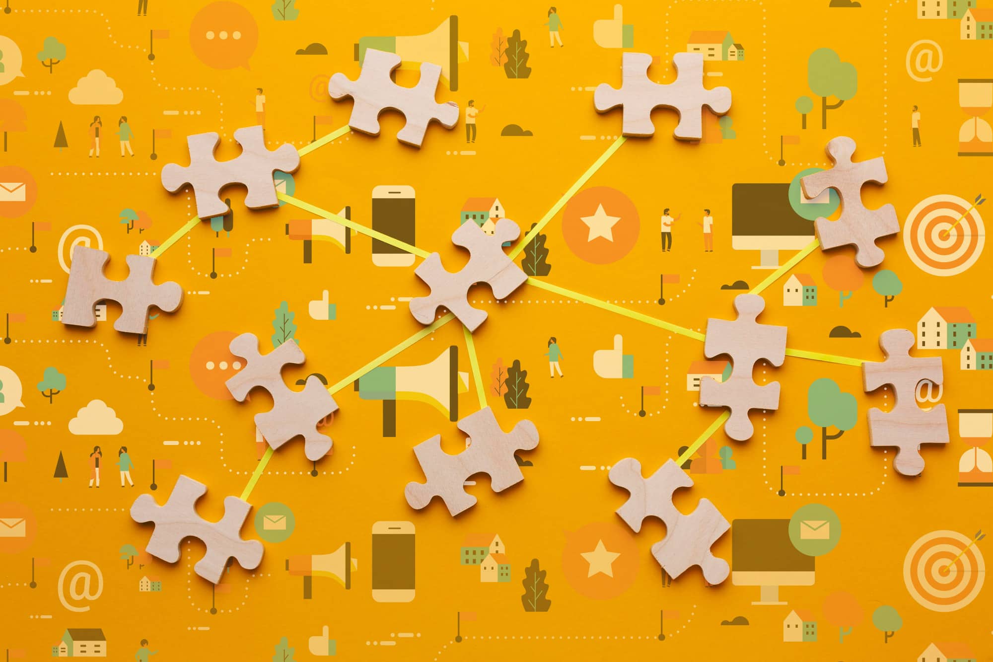 Integrated internal communications campaigns concept shown as puzzle pieces